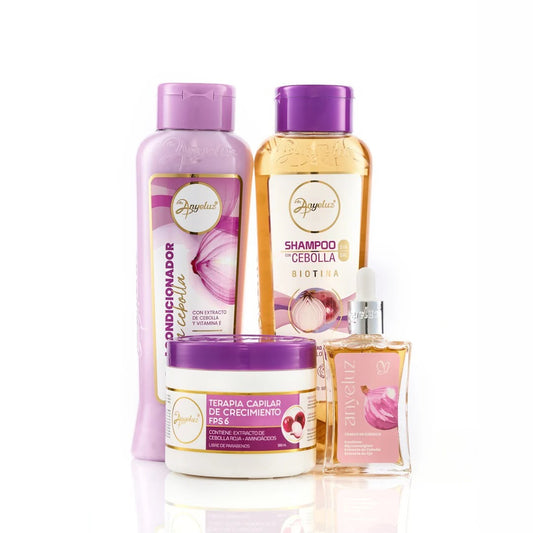 Kit Renacimiento Cebolla Anyeluz: Shampoo + Acondicionador + Terapia Capilar + Tónico
